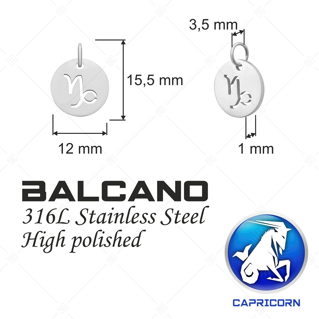 BALCANO - Stainless Steel Horoscope Charm, High Polished - Capricorn (851030CH97)