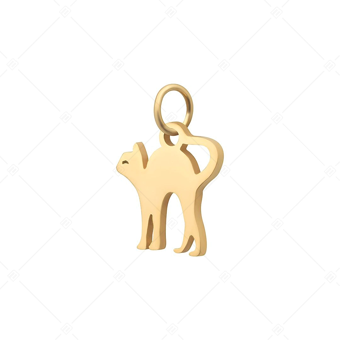 BALCANO - Stainless Steel Cat Shaped Charm, 18K Gold Plated (851034CH88)