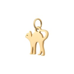 BALCANO - Stainless Steel Cat Shaped Charm, 18K Gold Plated