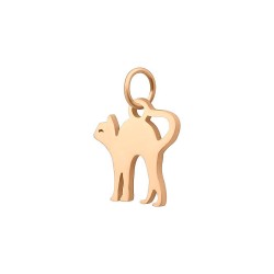 BALCANO - Stainless Steel Cat Shaped Charm, 18K Rose Gold Plated