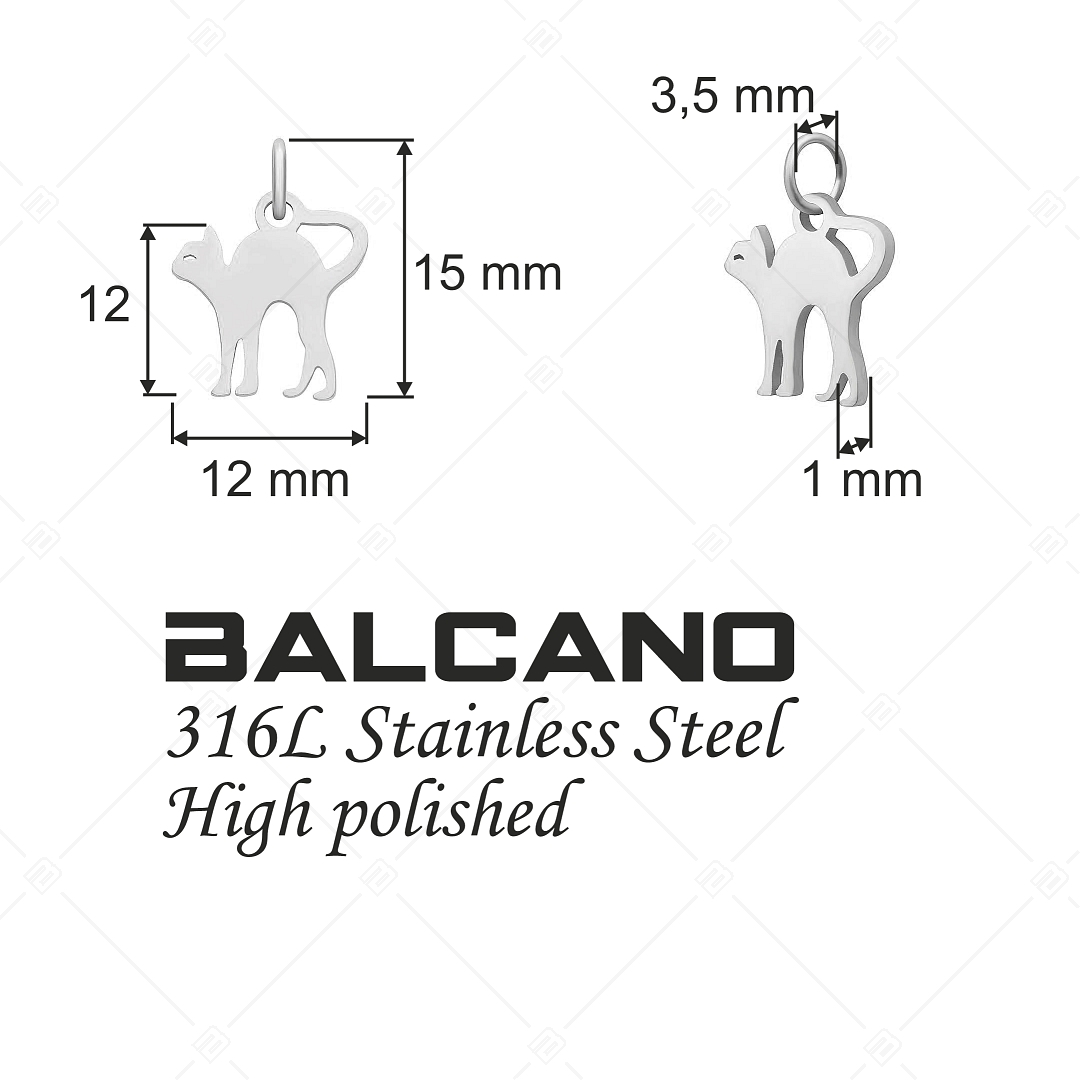 BALCANO - Stainless Steel Cat Shaped Charm, High Polished (851034CH97)