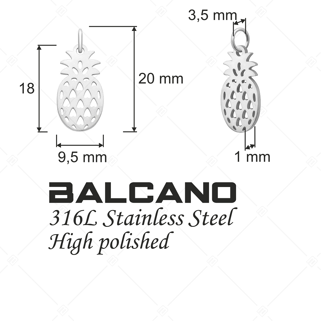 BALCANO - Charm en forme d'ananas, en acier inoxydable avec hautement polie (851038CH97)