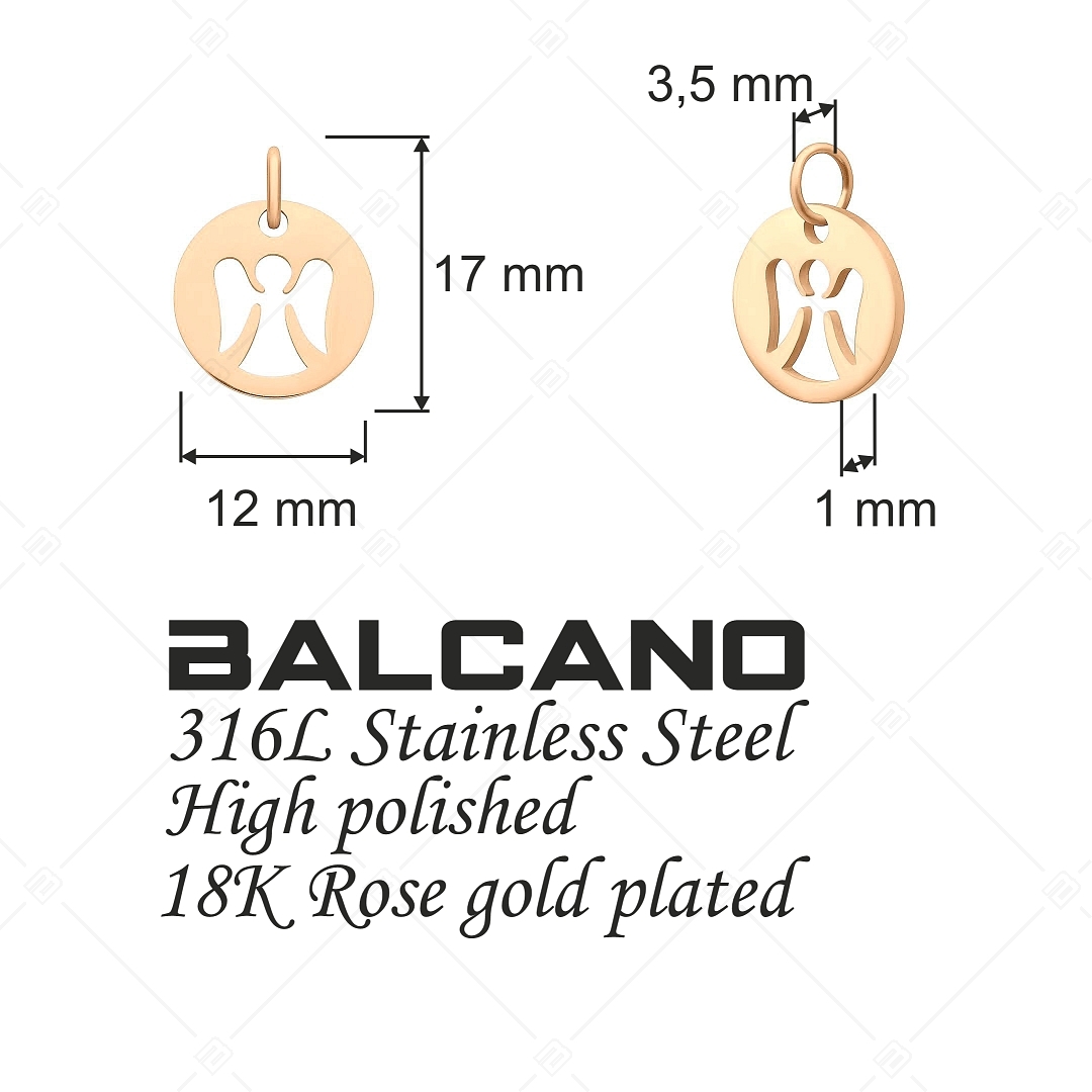 BALCANO - Stainless Steel Angel Shaped Charm, 18K Rose Gold Plated (851039CH96)