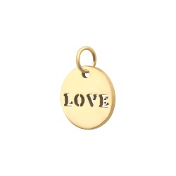 BALCANO - Stainless Steel LOVE Round Charm, 18K Gold Plated