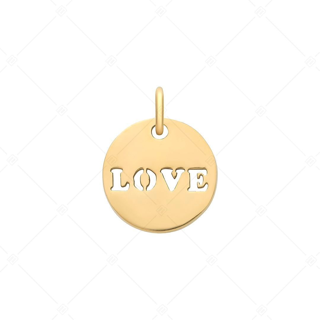 BALCANO - Stainless Steel LOVE Round Charm, 18K Gold Plated (851041CH88)