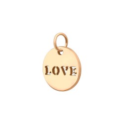 BALCANO - Stainless Steel LOVE Round Charm, 18K Rose Gold Plated