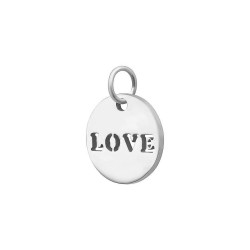 BALCANO - Stainless Steel LOVE Round Charm, High Polished