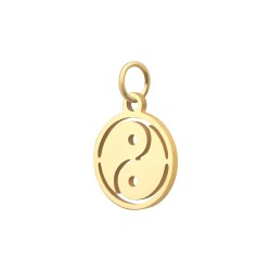 BALCANO - Stainless Steel Yin-Yang Round Charm, 18K Gold Plated