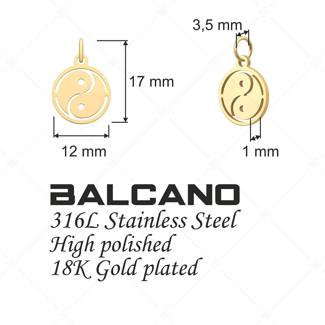 BALCANO - Stainless Steel Yin-Yang Round Charm, 18K Gold Plated (851042CH88)