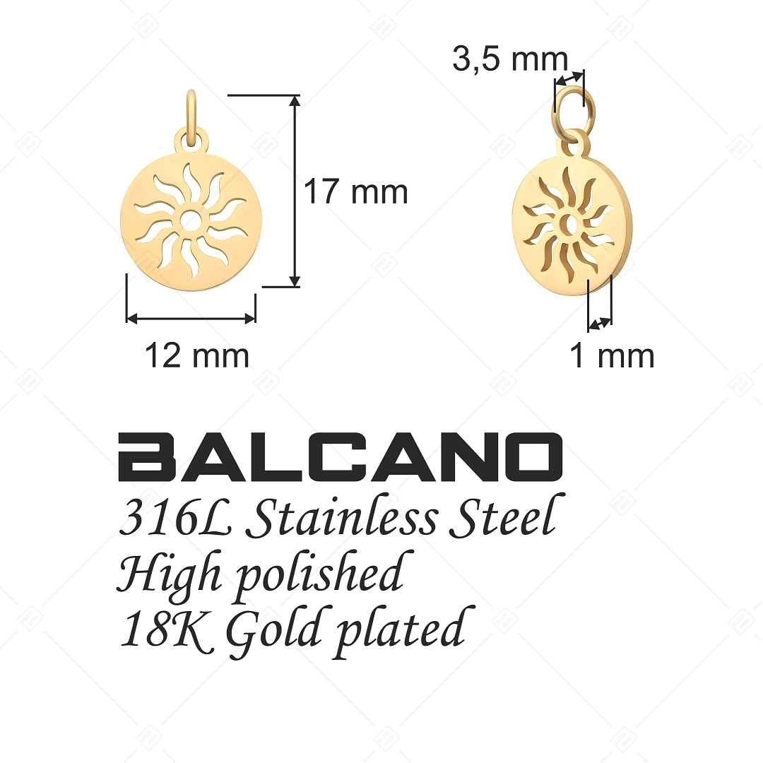 BALCANO - Stainless Steel Round Sun-Charm, 18K Gold Plated (851043CH88)