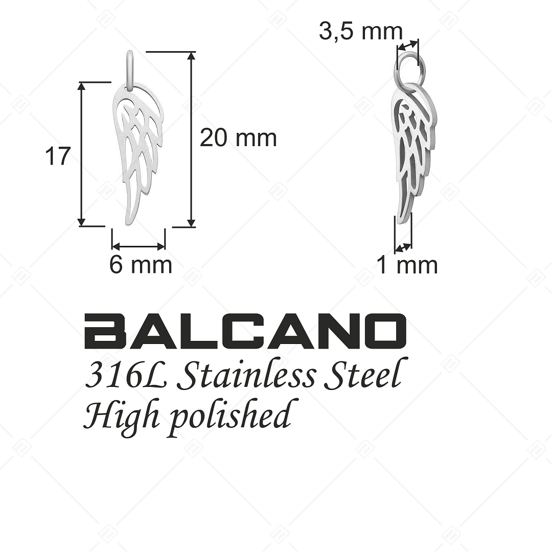 BALCANO - Charm en forme d'aile d'ange, en acier inoxydable avec hautement polie (851044CH97)