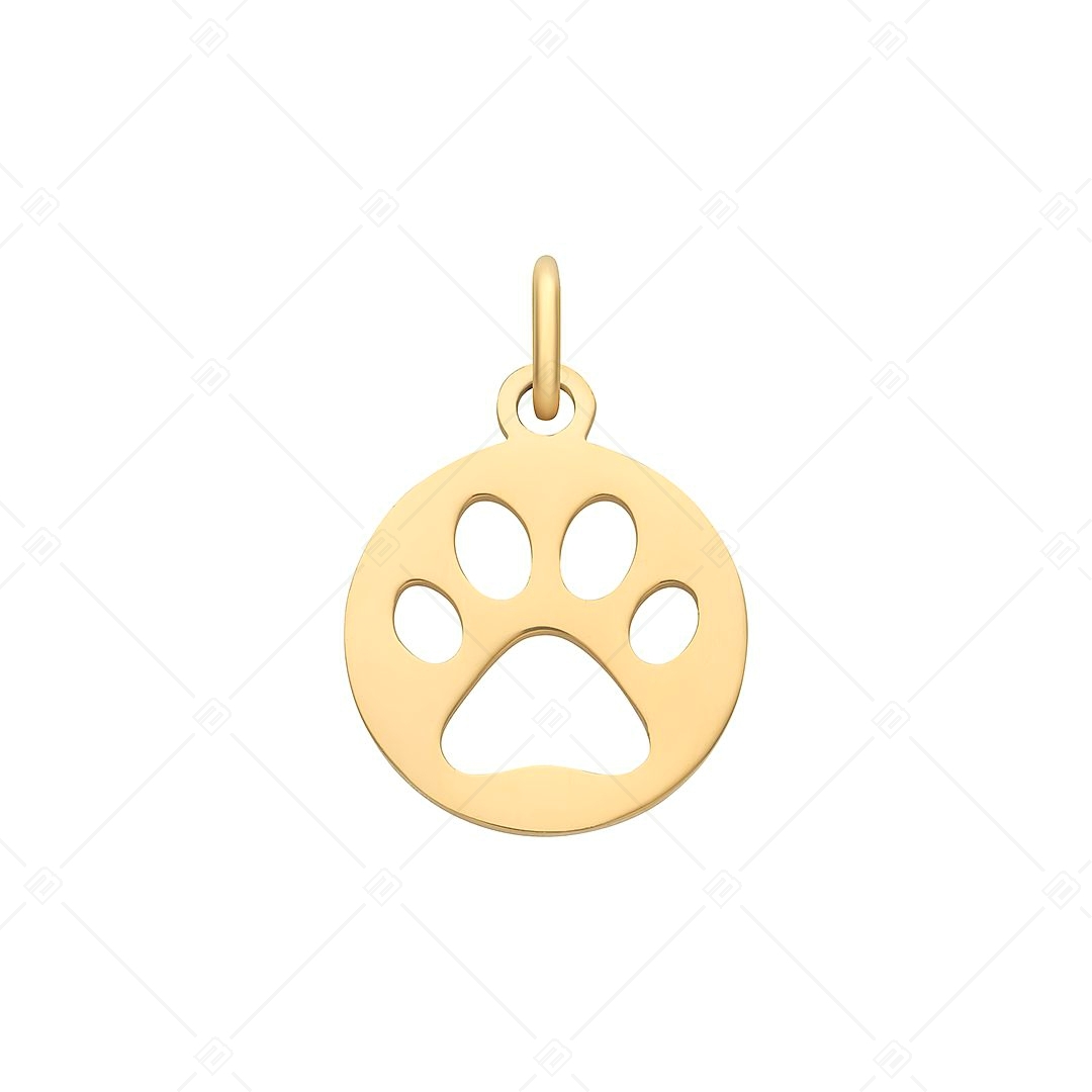 BALCANO - Stainless Steel Round Charm With Paw Pattern, 18K Gold Plated (851045CH88)