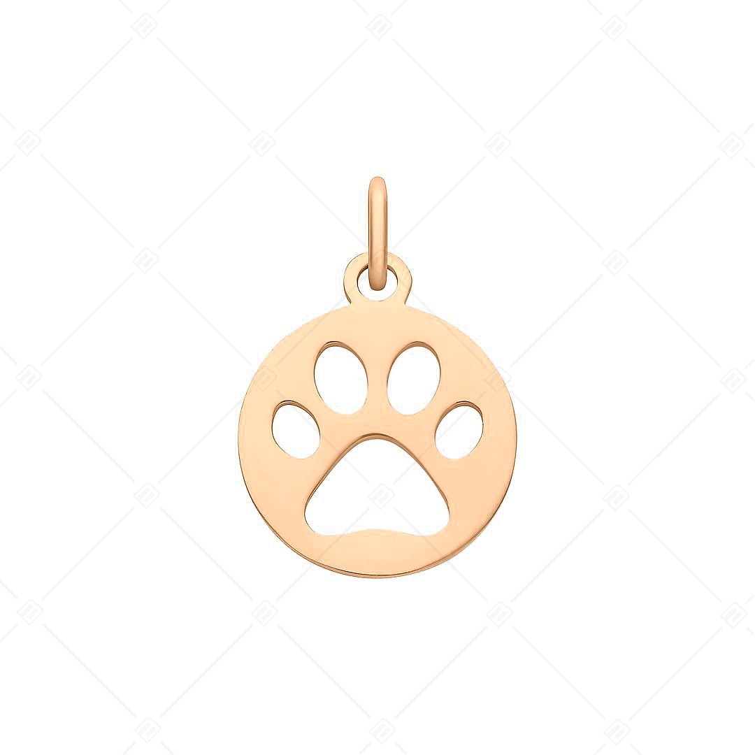 BALCANO - Stainless Steel Round Charm With Paw Pattern, 18K Rose Gold Plated (851045CH96)