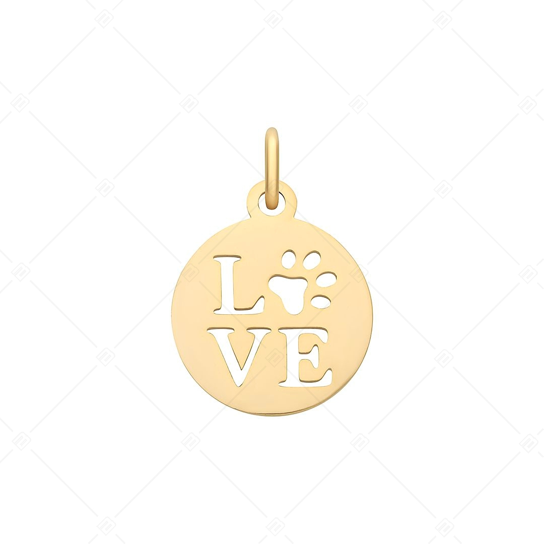BALCANO - Stainless Steel Round Charm With Paw and LOVE Pattern, 18K Gold Plated (851046CH88)