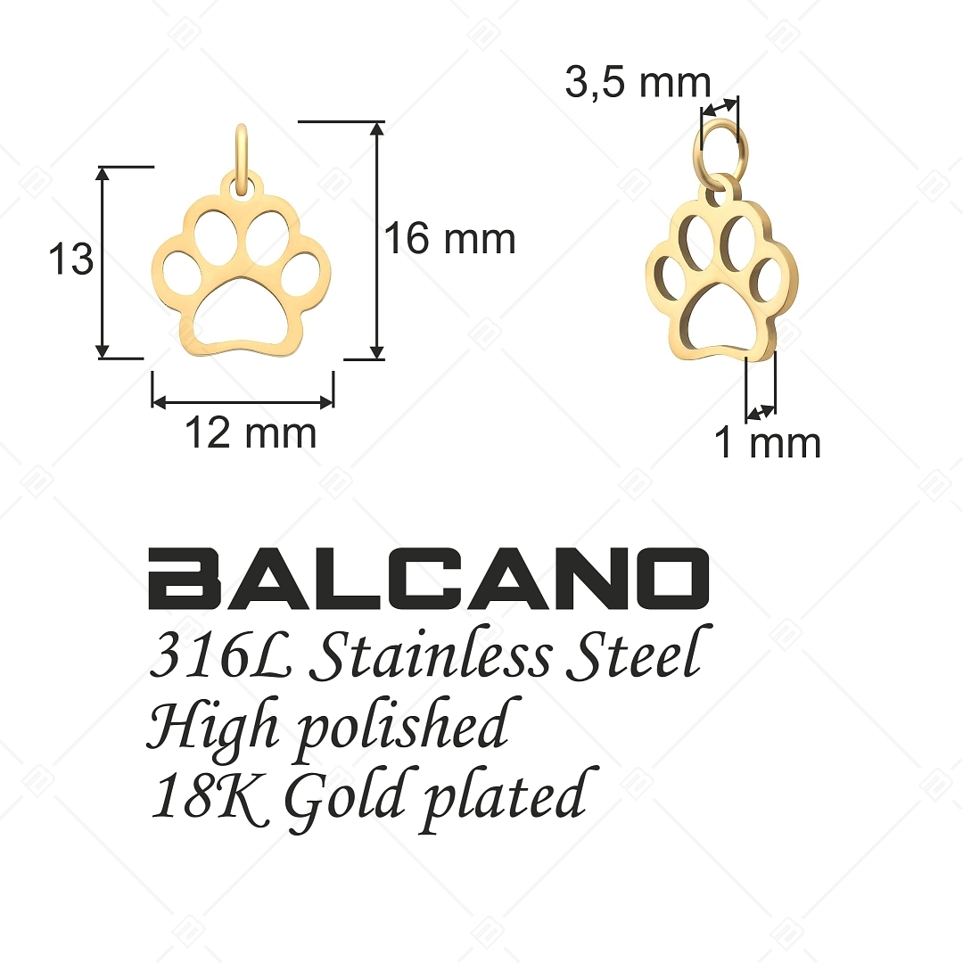 BALCANO - Charm en forme de patte, en acier inoxydable plaqué or 18K (851047CH88)