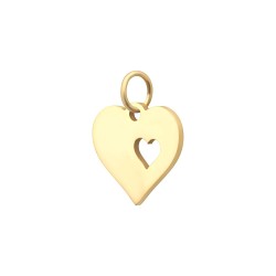 BALCANO - Stainless Steel Heart in Heart Charm, 18K Gold Plated