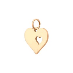 BALCANO - Stainless Steel Heart in Heart Charm, 18K Rose Gold Plated