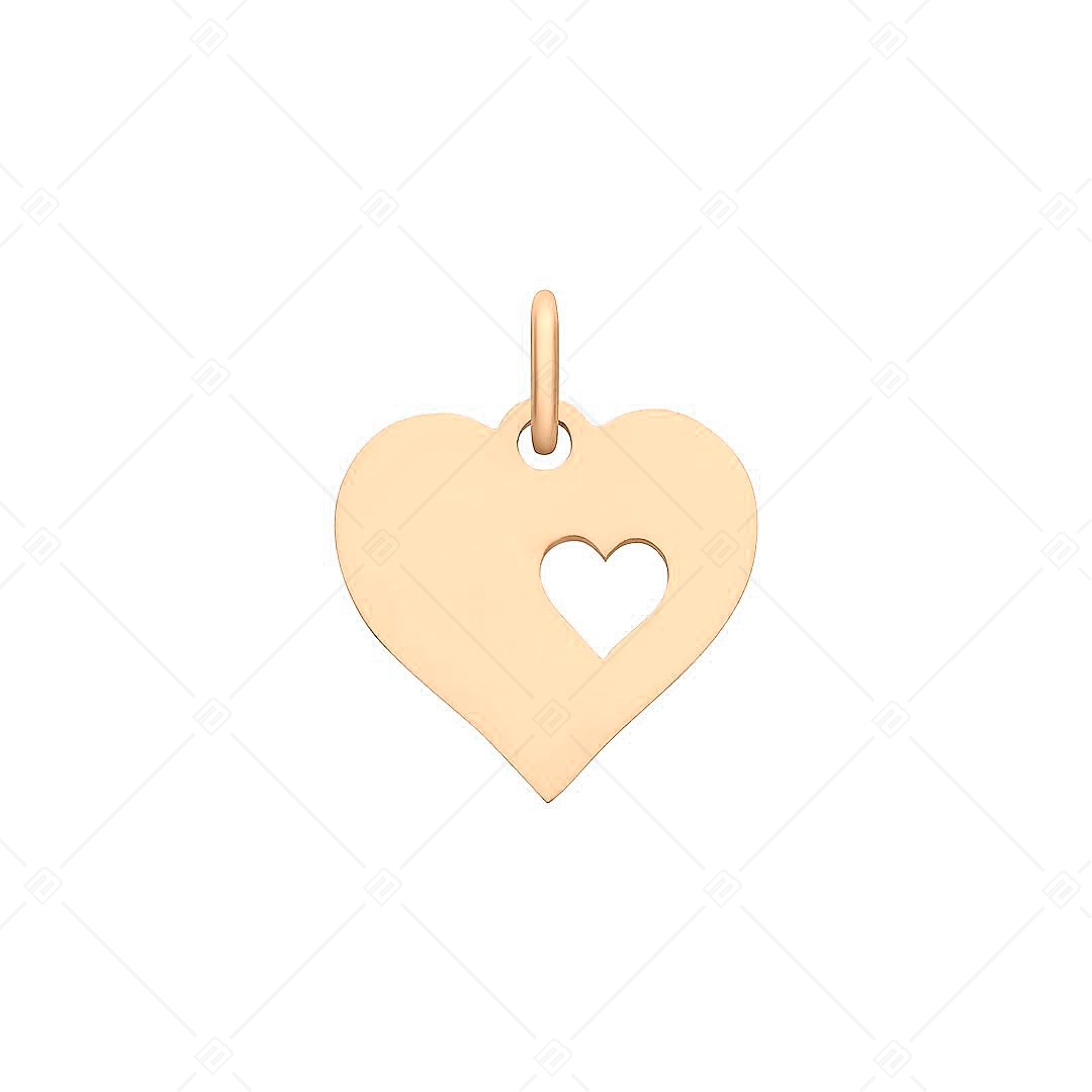 BALCANO - Charm coeur dans coeur, en acier inoxydable plaqué or rose 18K (851048CH96)