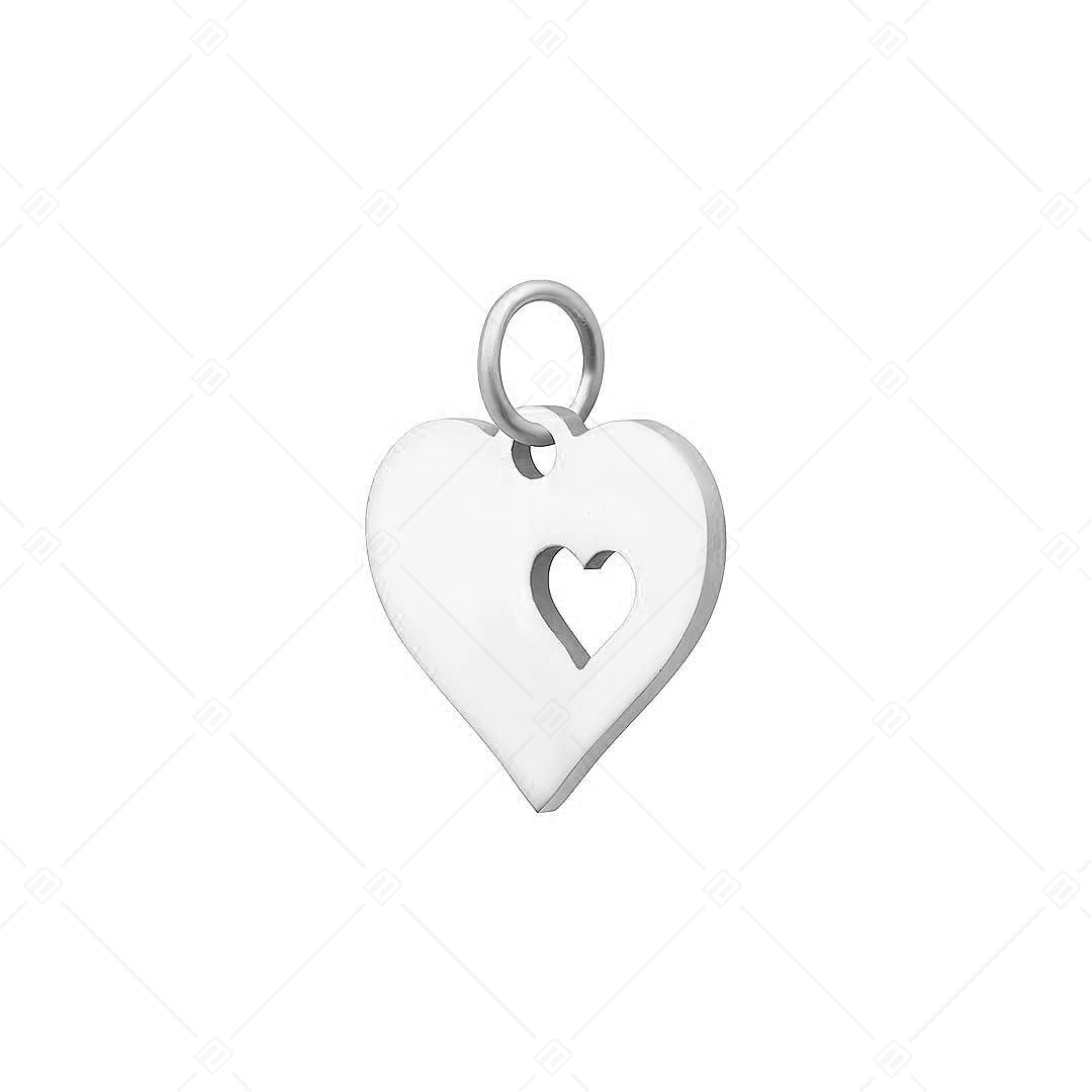 BALCANO - Stainless Steel Heart in Heart Charm, High Polished (851048CH97)