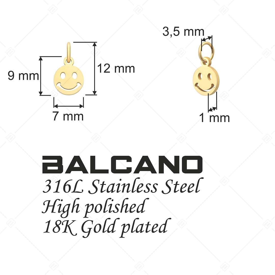 BALCANO -Stainless Steel  Smiley Charm, 18K Gold Plated (851049CH88)