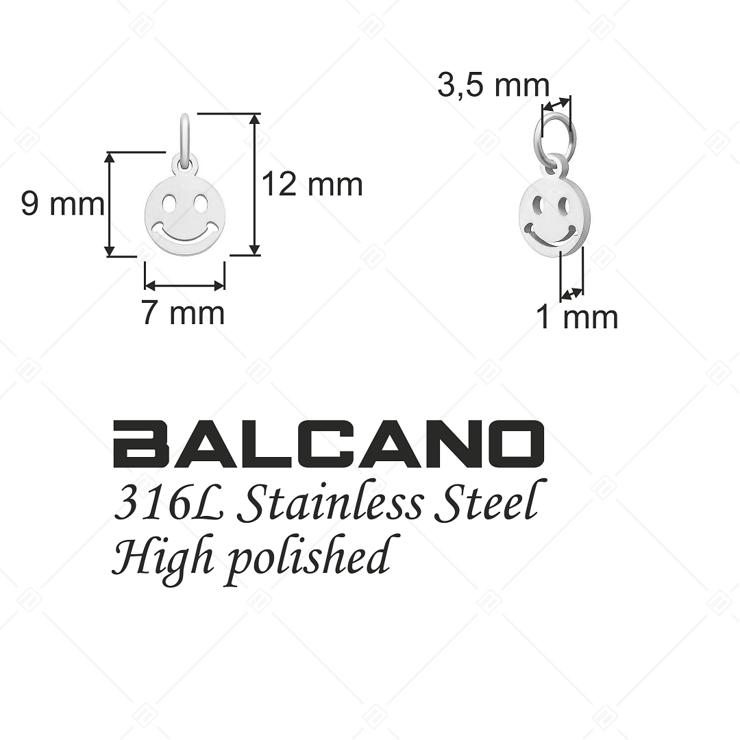 BALCANO - Stainless Steel Smiley Charm, High Polished (851049CH97)