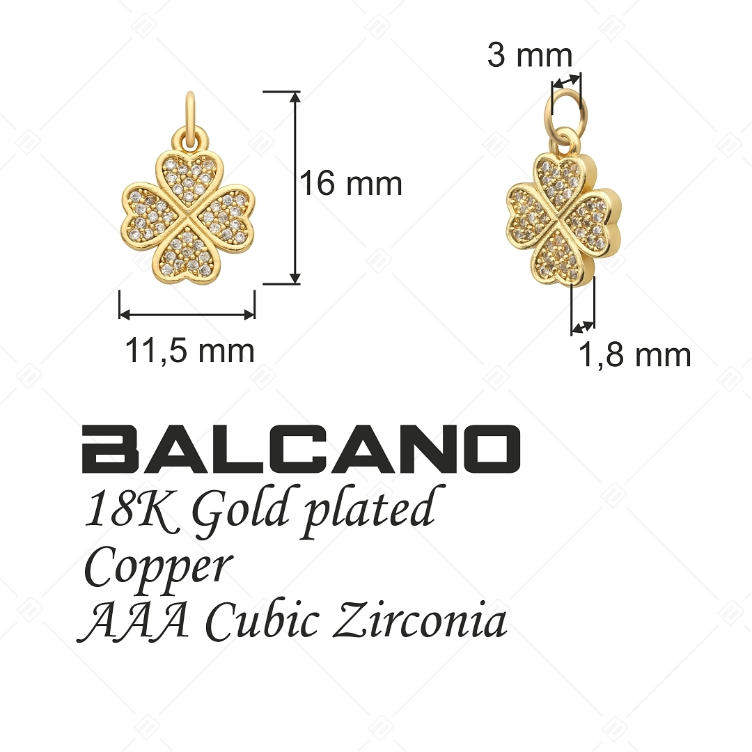 BALCANO - Kleeblatt Charme mit mit Kristallen, 18K vergoldet (851051CH88)
