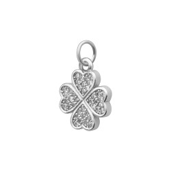 BALCANO - Clover Charm with Round with Crystals, High Polished