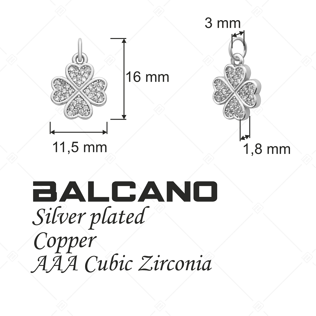 BALCANO - Clover Charm with Round with Crystals, High Polished (851051CH97)