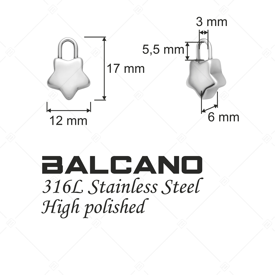 BALCANO - Stainless Steel Star Shaped Charm, High Polished (851052CH97)
