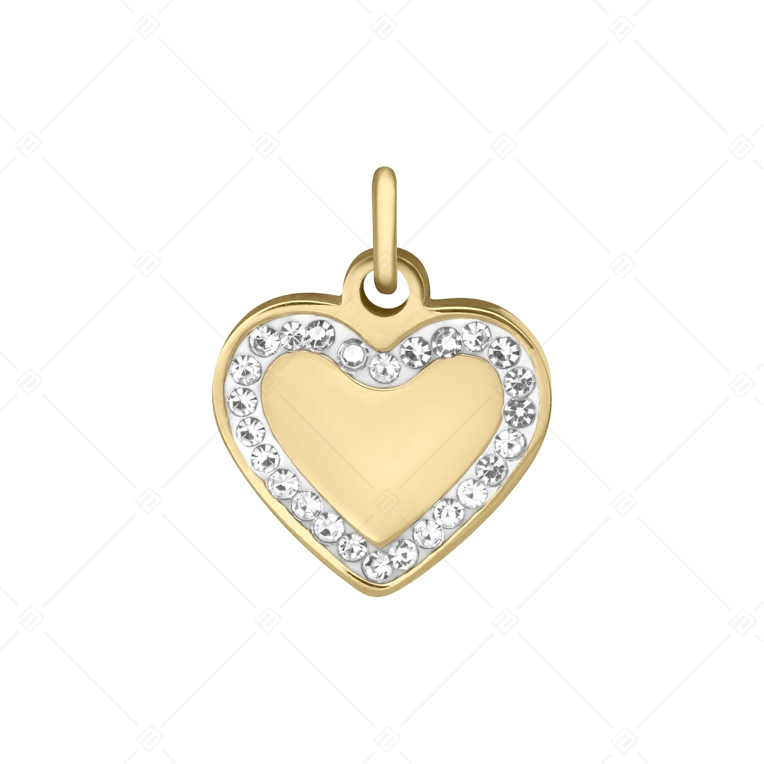 BALCANO - Charm en forme de coeur avec cristaux, en acier inoxydable plaqué or 18 K (851053CH88)
