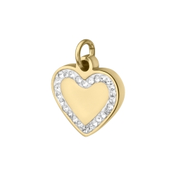 BALCANO - Stainless Steel Heart Shaped Charm with Crystals, 18K Gold Plated