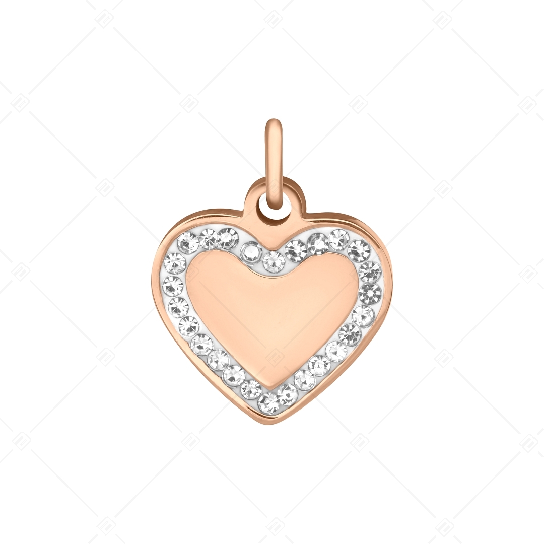 BALCANO - Stainless Steel Heart Shaped Charm with Crystals, 18K Rose Gold Plated (851053CH96)