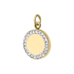 BALCANO - Stainless Steel Round Charm with Crystals, 18K Gold Plated