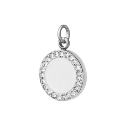 BALCANO - Stainless Steel Round Charm with Crystals, High Polished