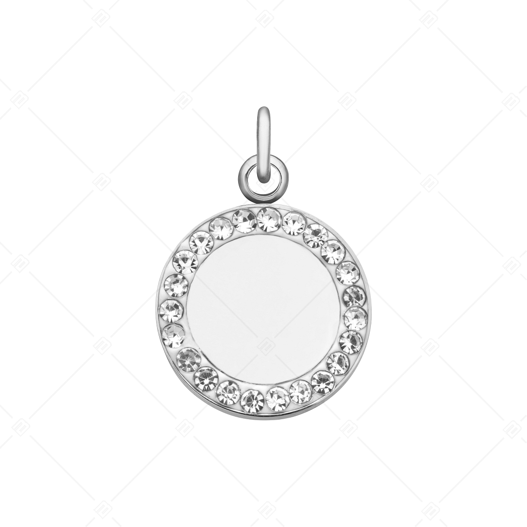 BALCANO - Stainless Steel Round Charm with Crystals, High Polished (851054CH97)