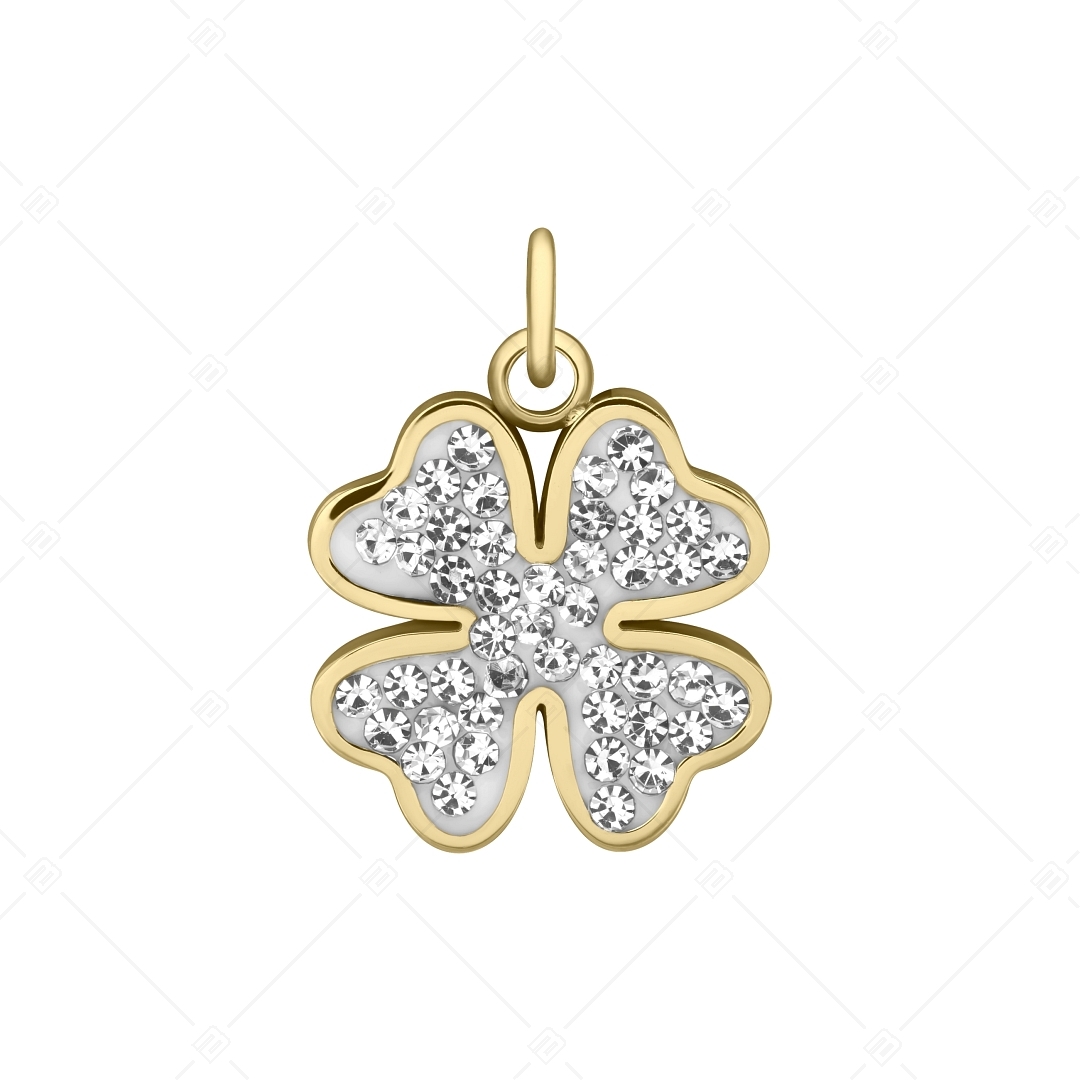 BALCANO - Stainless Steel Clover Charm with Crystals, 18K Gold Plated (851055CH88)