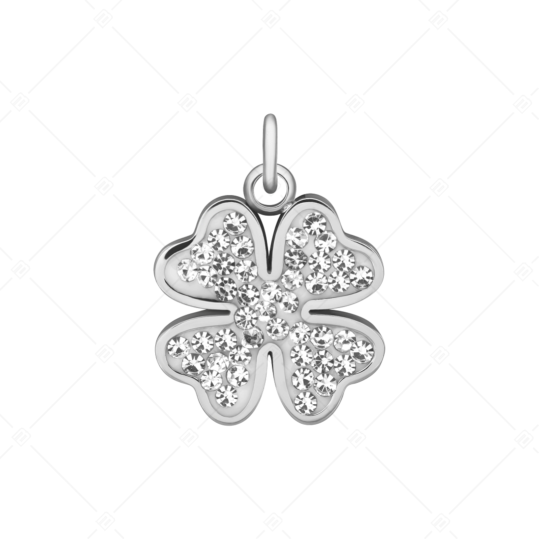 BALCANO - Stainless Steel Clover Charm with Crystals, High Polished (851055CH97)