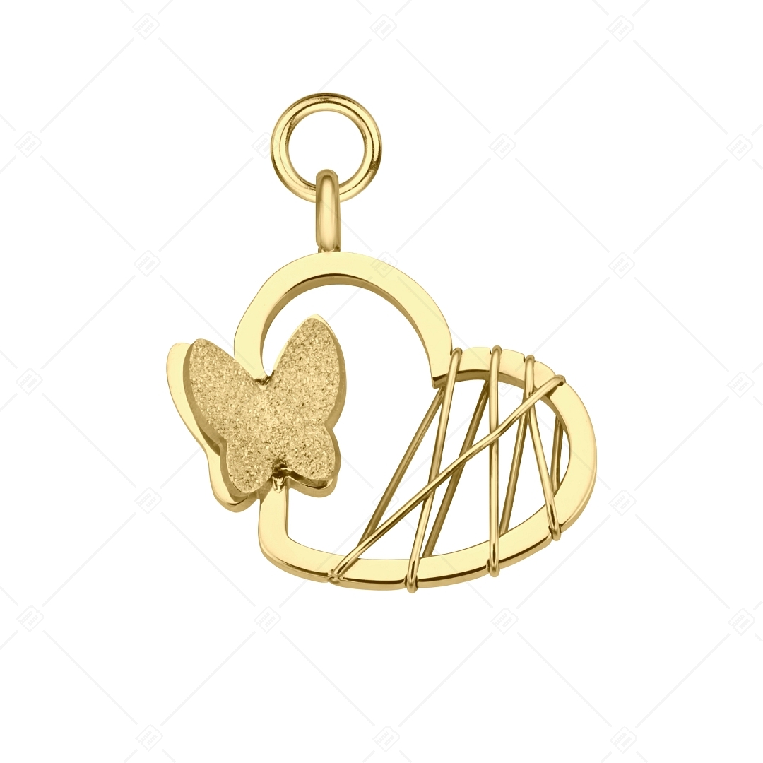 BALCANO - Papillon / Charm papillon en forme de cœur, en acier inoxydable plaqué or 18K (851060BC88)