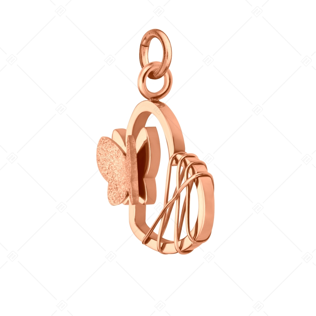 BALCANO - Papillon / Stainless Steel Charm with Butterfly, 18K Rose Gold Plated (851060BC96)