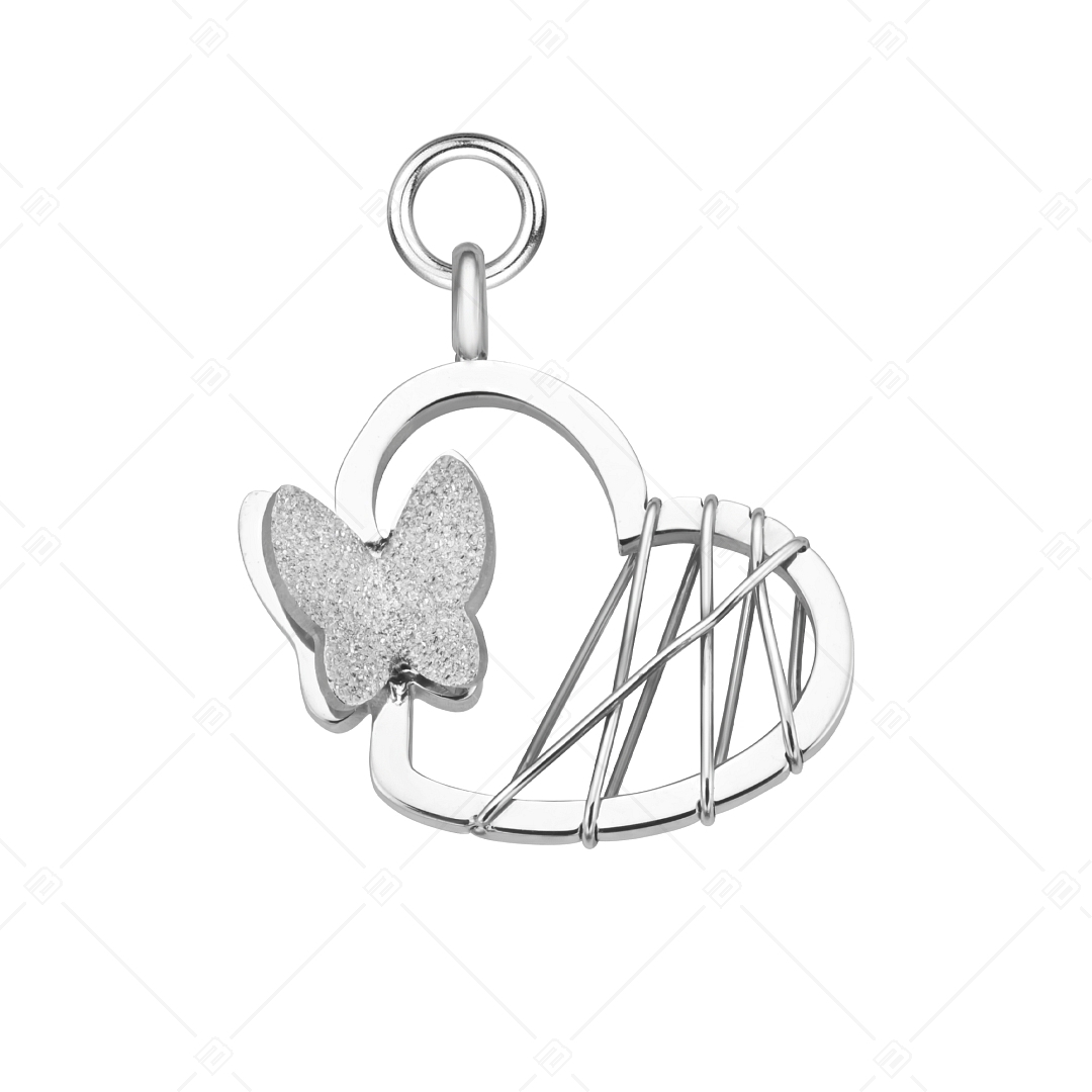 BALCANO - Papillon / Charm papillon en forme de cœur, en acier inoxydable avec hautement polie (851060BC97)