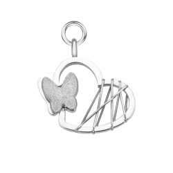 BALCANO - Papillon / Edelstahl Schmetterlings Charme in Herzform mit Spiegelglanzpolierung