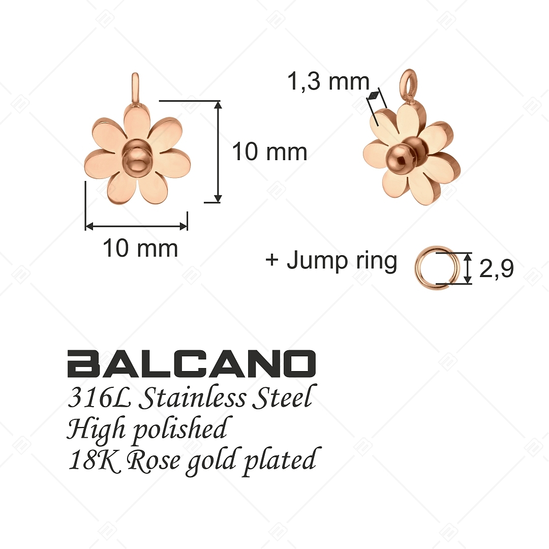 BALCANO - Daisy / Stainless Steel Flower Shaped Charm, 18K Rose Gold Plated (851061BC96)