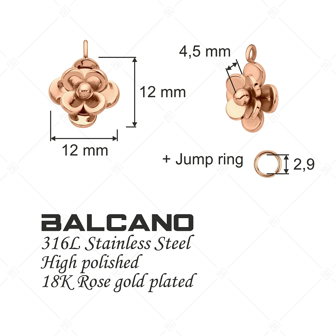 BALCANO - Rose / Charm en forme fleur spécialeen acier inoxydable plaqué or rose 18K (851062BC96)