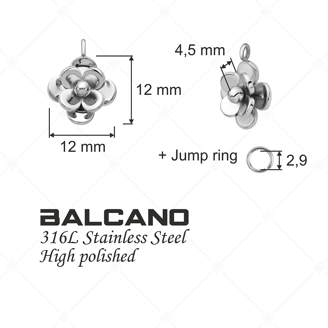 BALCANO - Rose / Charm en forme fleur spéciale en acier inoxydable avec hautement polie (851062BC97)