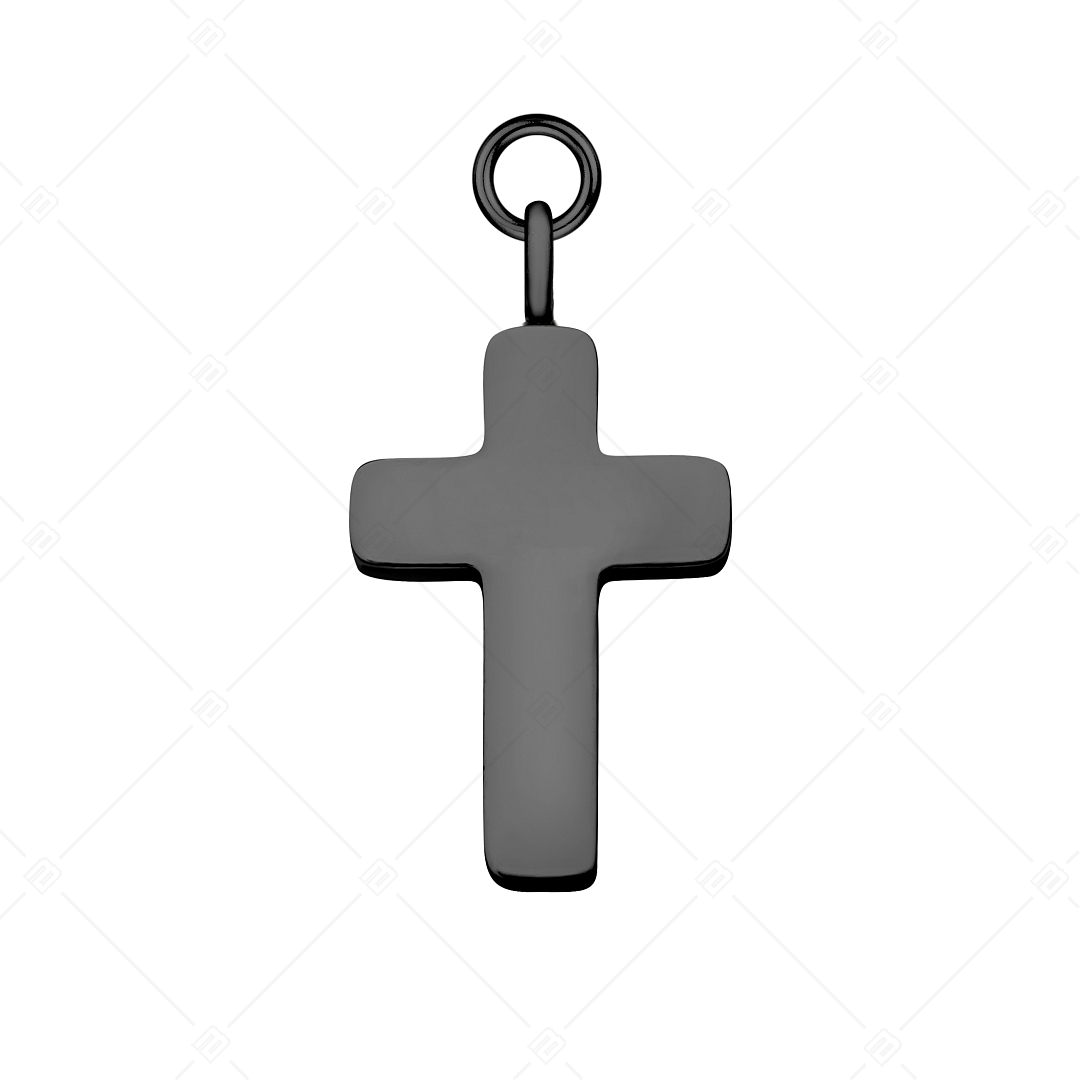 BALCANO - Piccolo Croce / Cross shaped Stainless Steel Charm, Black PVD Plated (851064BC11)