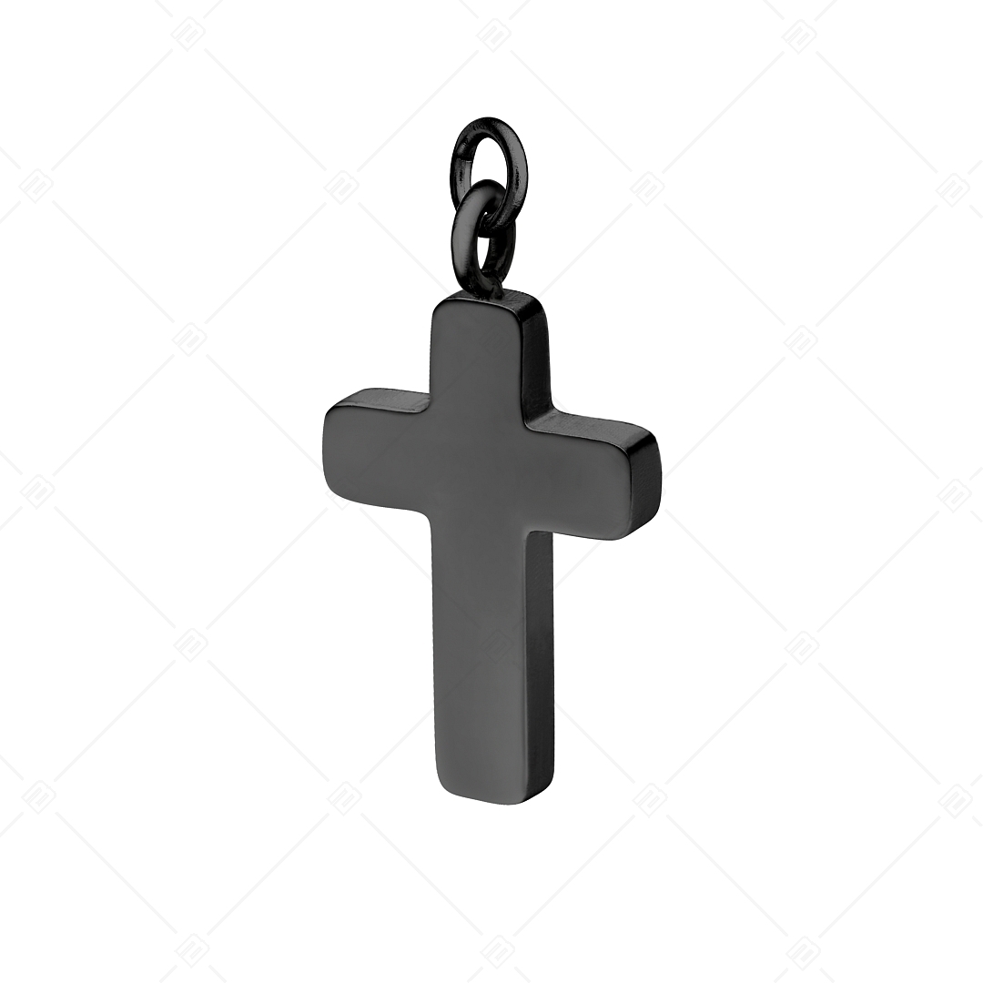 BALCANO - Piccolo Croce / Charm en forme de croix en acier inoxydable, plaqué PVD noir (851064BC11)