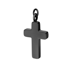 BALCANO - Piccolo Croce / Kreuzförmige Edelstahl Charm mit schwarzer PVD-Beschichtung