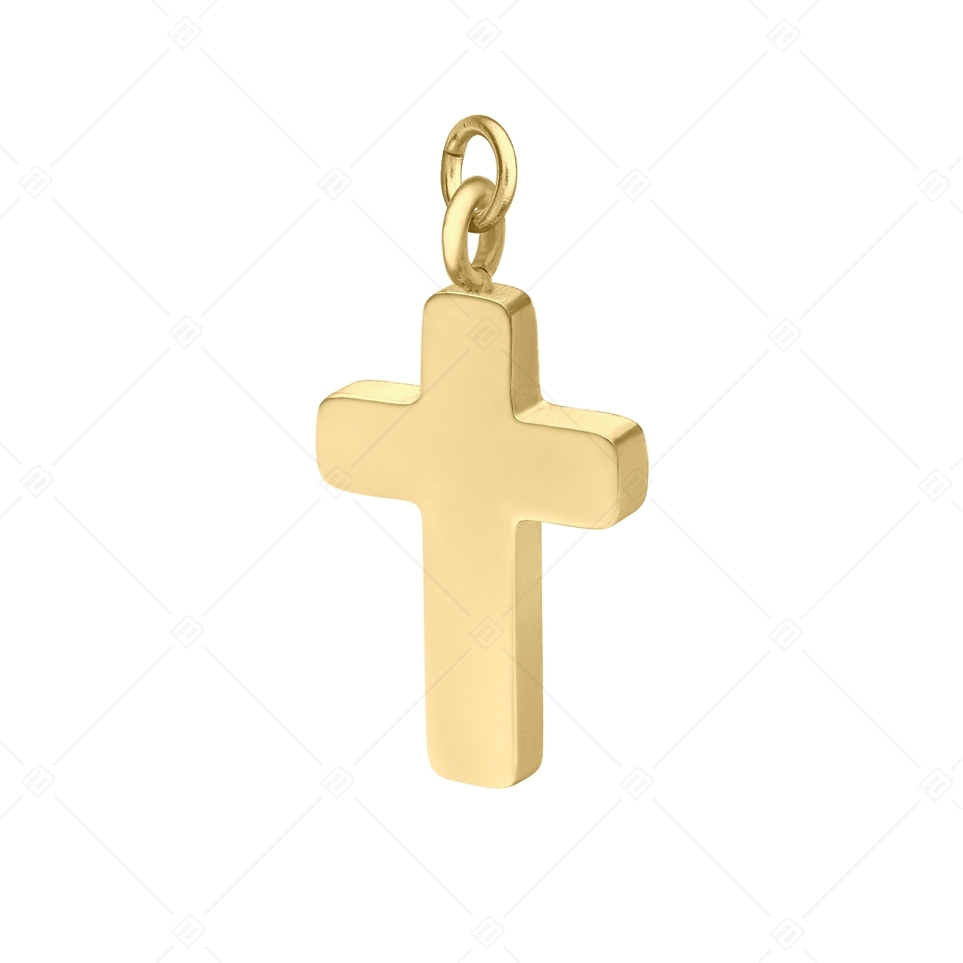 BALCANO - Piccolo Croce / Cross shaped Stainless Steel Charm, 18K Gold Plated (851064BC88)