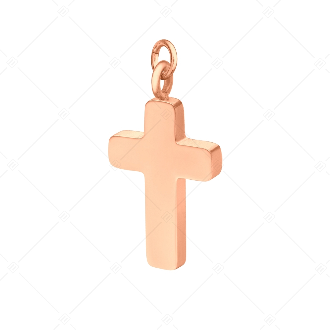 BALCANO - Piccolo Croce / Cross shaped Stainless Steel Charm, 18K Rose Gold Plated (851064BC96)