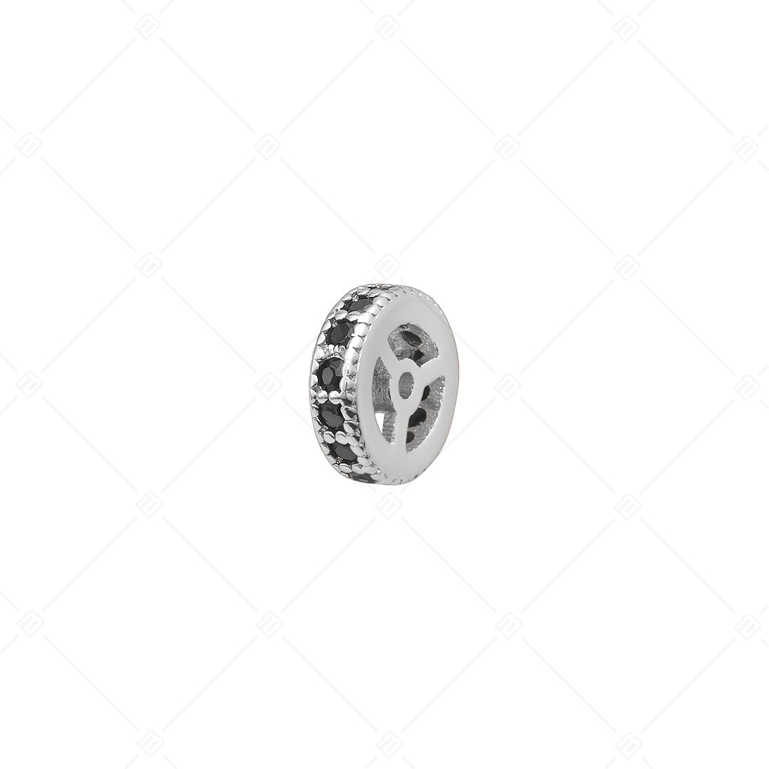 Round Spacer Charm With Cubic Zirconia Gemstones (852001CS97)